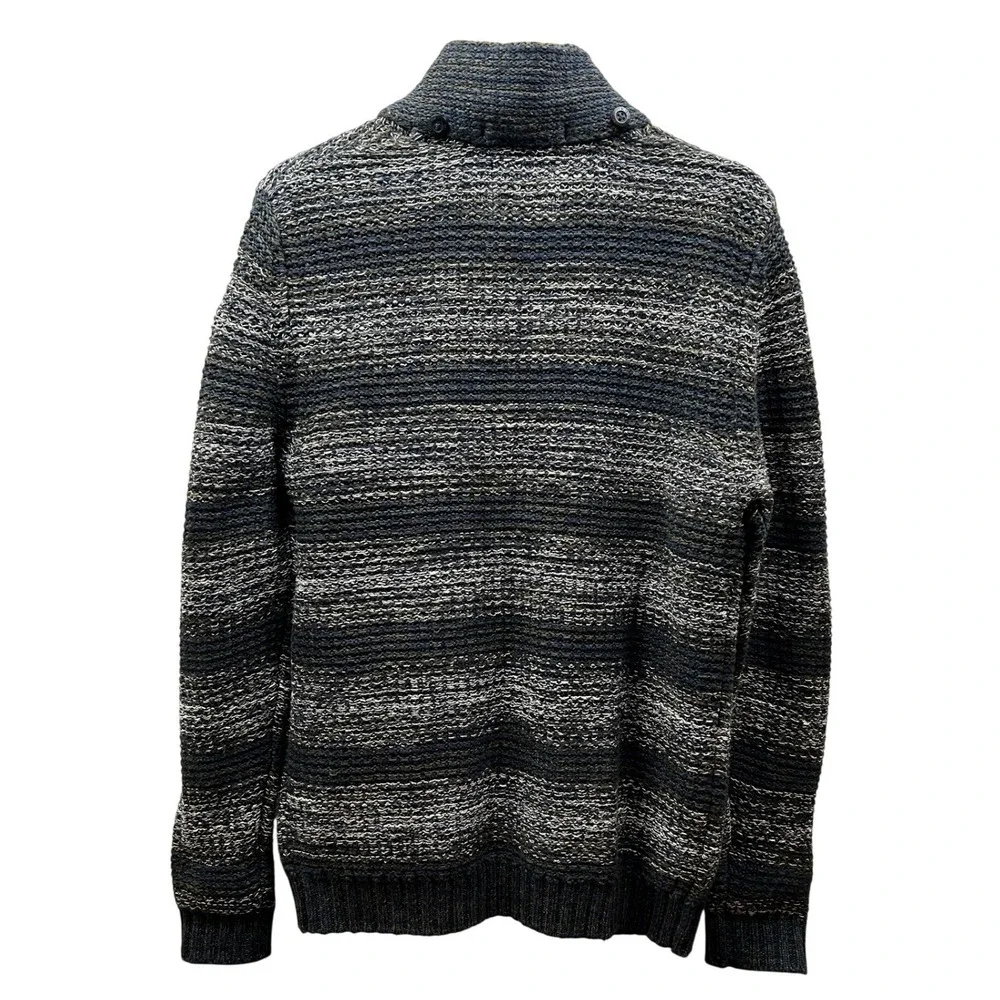 No Excess Knit Cardigan Men L Blue Gray Heavy Full-Zip Sweater 100% Cotton Dutch